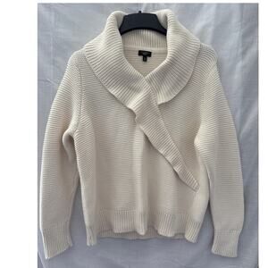 Talbots Woman Cream Colored Cotton Chunky Knit Shawl Collar Sweater Plus 3X